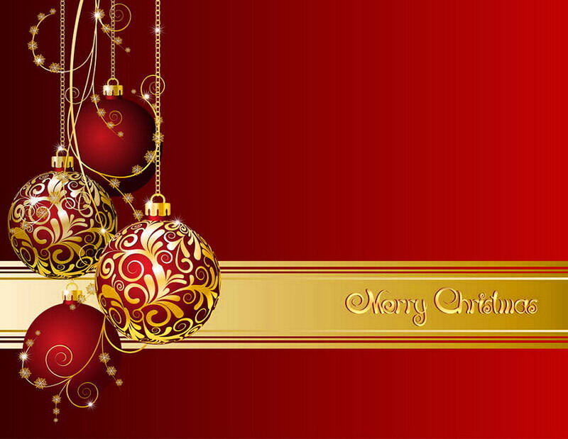 Red and Gold Ornaments — Festive, Winter, Vector Art, Gold Swirls