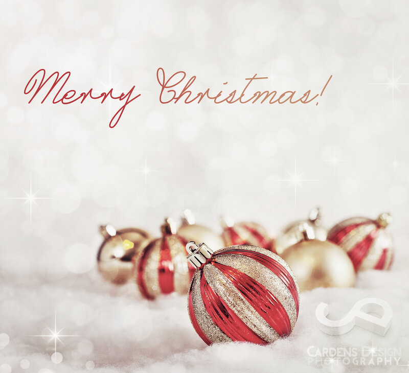 Red and Gold Ornaments — White