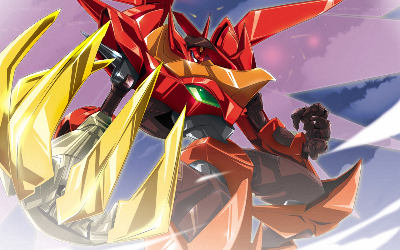 red and gold robot mech