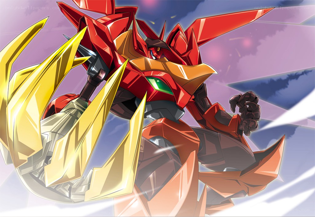 Red and gold robot mech