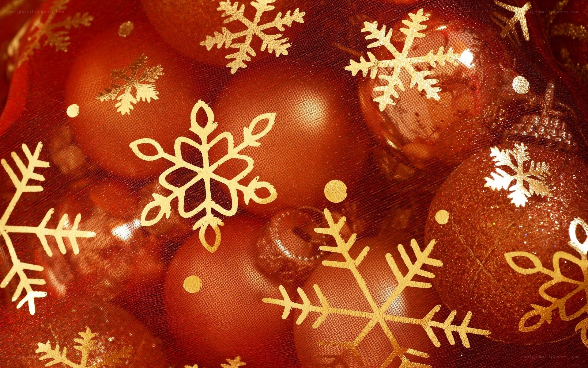 red and gold snowflake ornaments