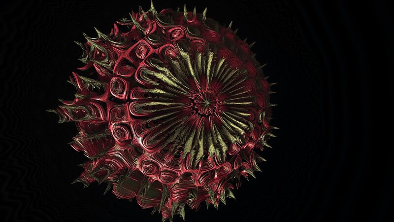 Red and Gold Spiky Sphere