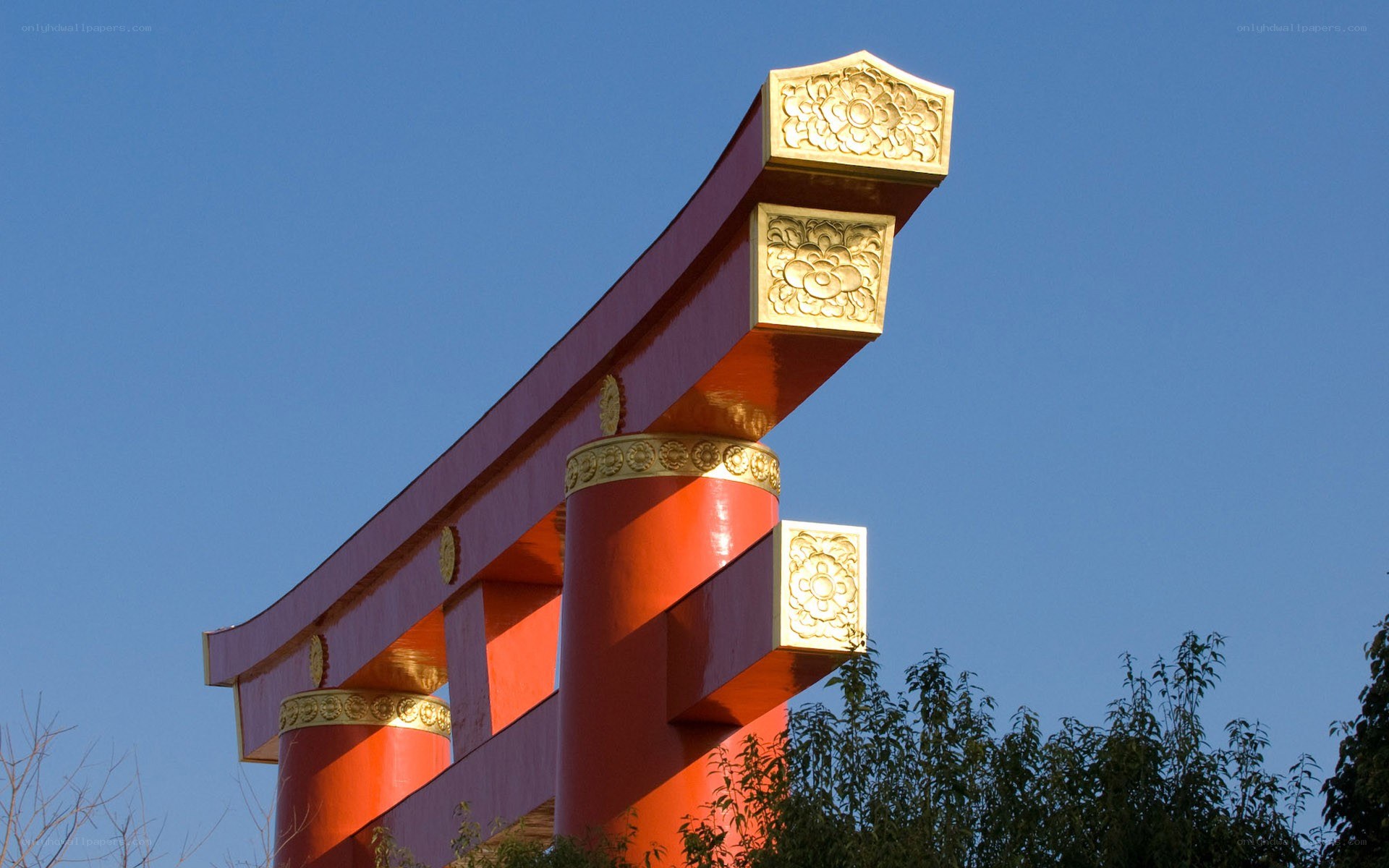 Red and gold torii gate
