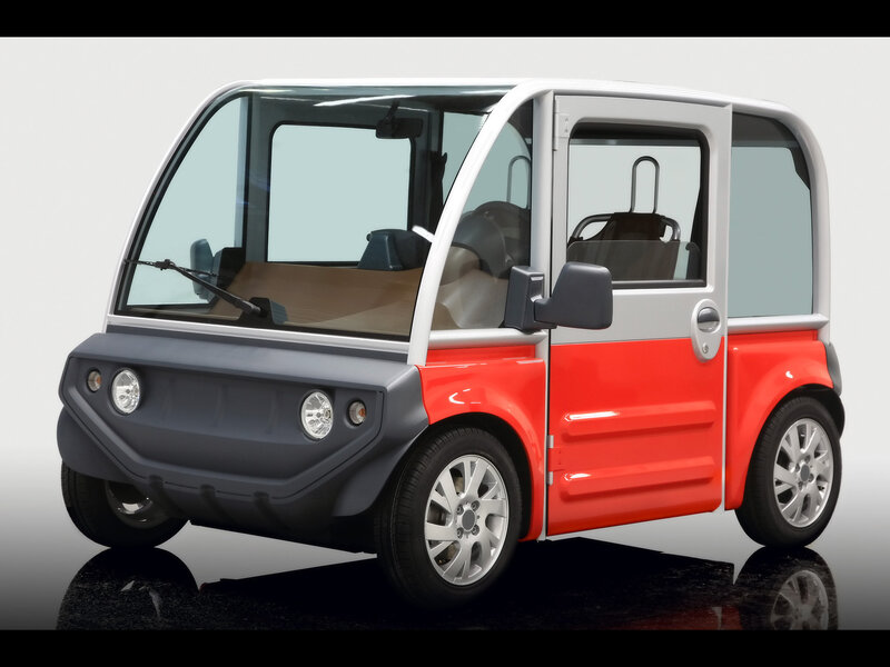 red and gray electric car