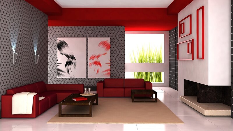 Red and Gray Living Room