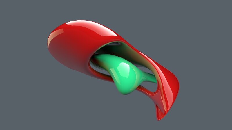 Red and Green Abstract Shape