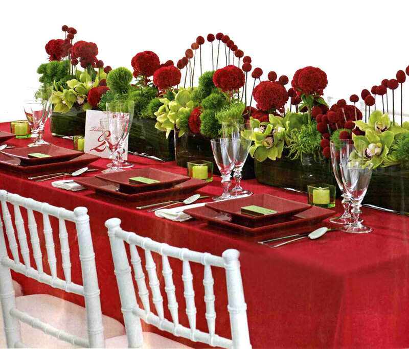 Red and Green Floral Centerpiece