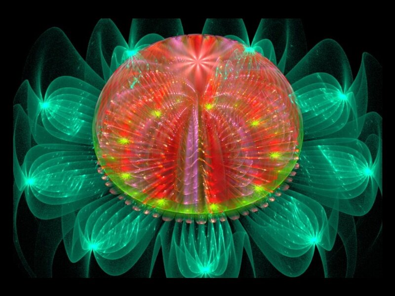 Red and Green Fractal Flower — Hypnotic