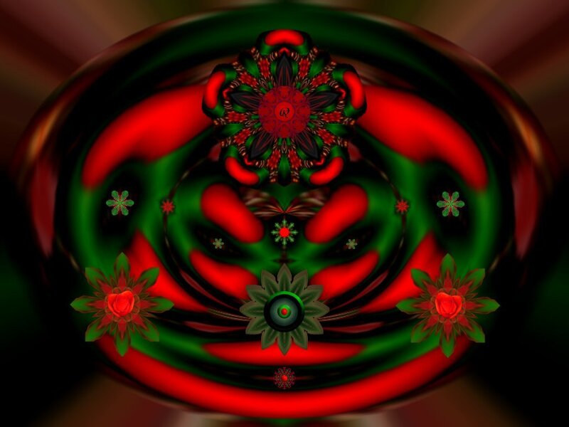 Red and Green Fractal Flower