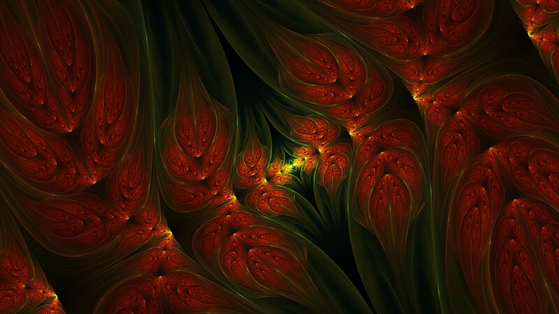 Red and Green Fractal Patterns