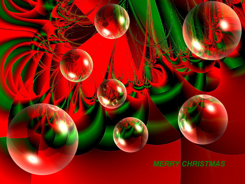 Red and Green Fractal Spheres — Festive
