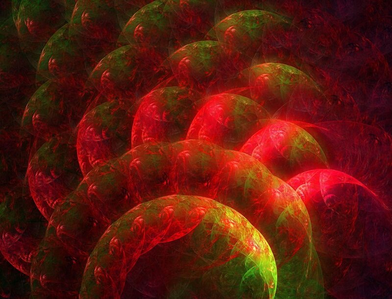 Red and Green Fractal Spheres