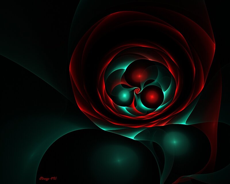 Red and Green Fractal Spiral — Dramatic