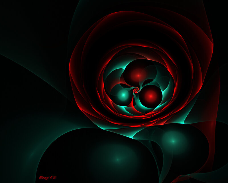 Red and Green Fractal Spiral — Mysterious