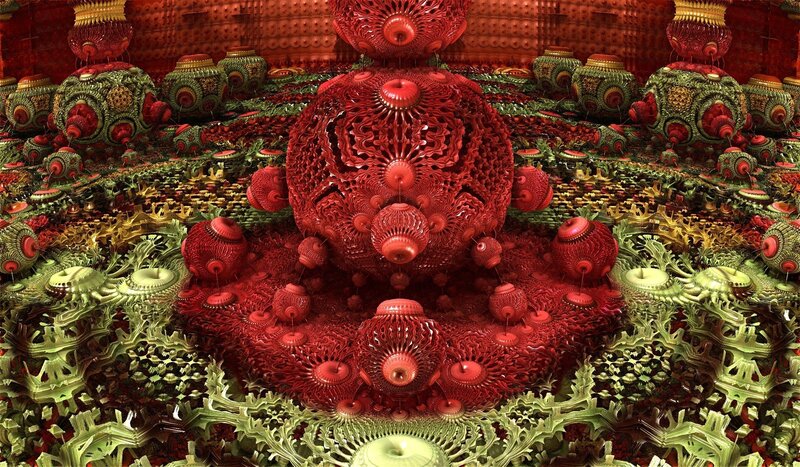 Red and green fractal structures