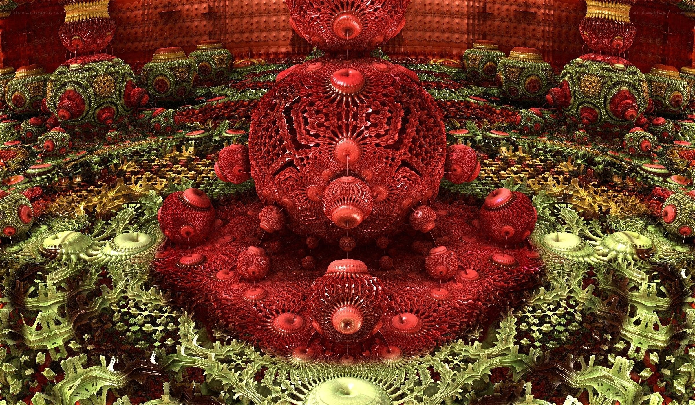 Red and green fractal structures