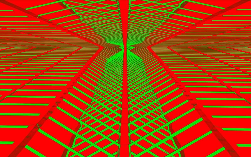 Red and Green Grid Tunnel