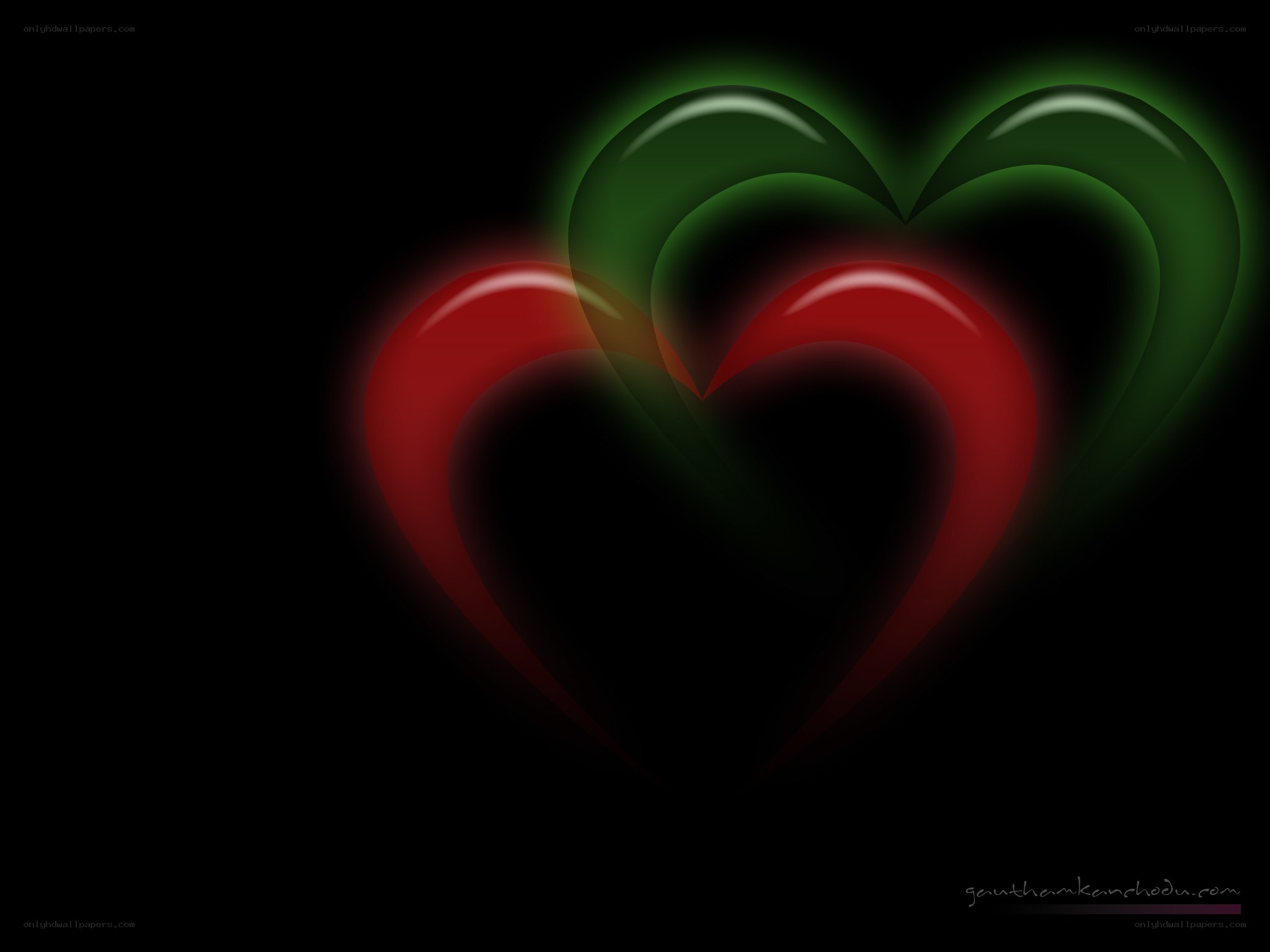 red and green hearts
