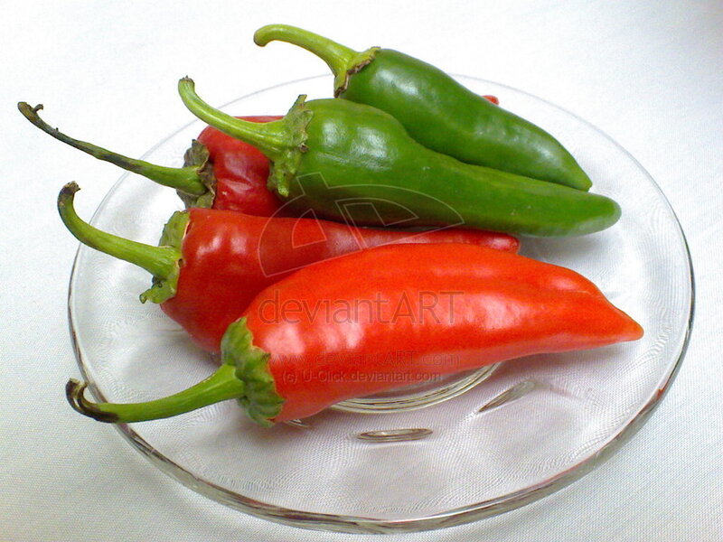 red and green peppers on a plate
