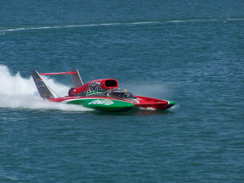 Red and Green Speedboat