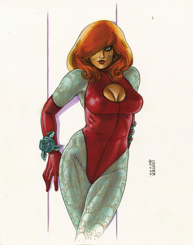 Red and green superhero woman