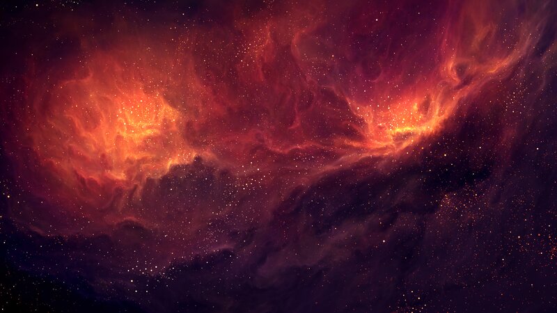 Red and Orange Nebula — Dramatic
