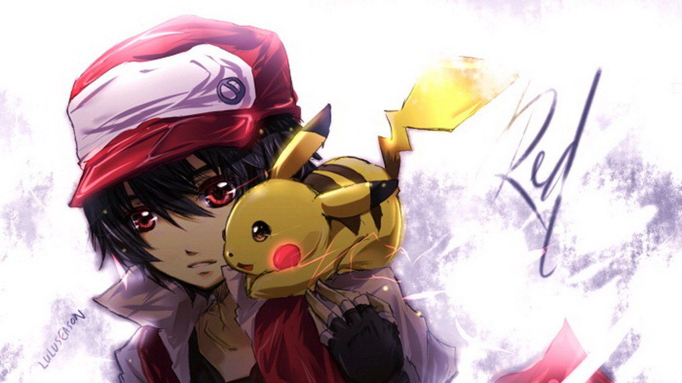 Red and Pikachu artwork