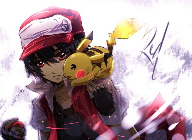 Red and Pikachu artwork