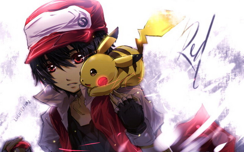 Red and Pikachu artwork