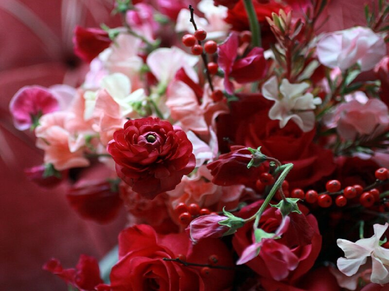Red and Pink Flower Bouquet — Festive