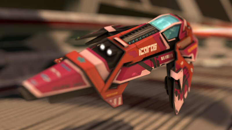 red and pink futuristic vehicle