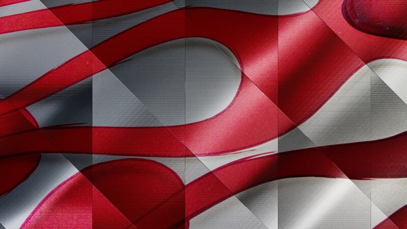 Red and Silver Abstract Shapes — Dynamic
