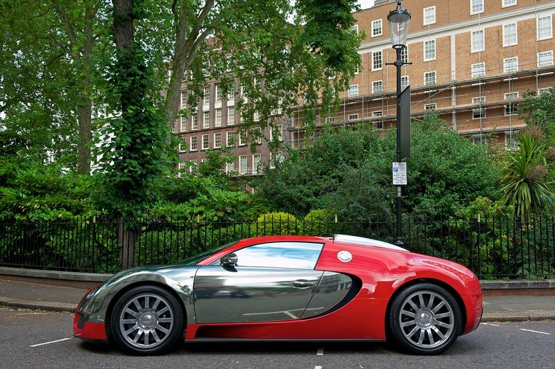 Red and silver Bugatti Veyron