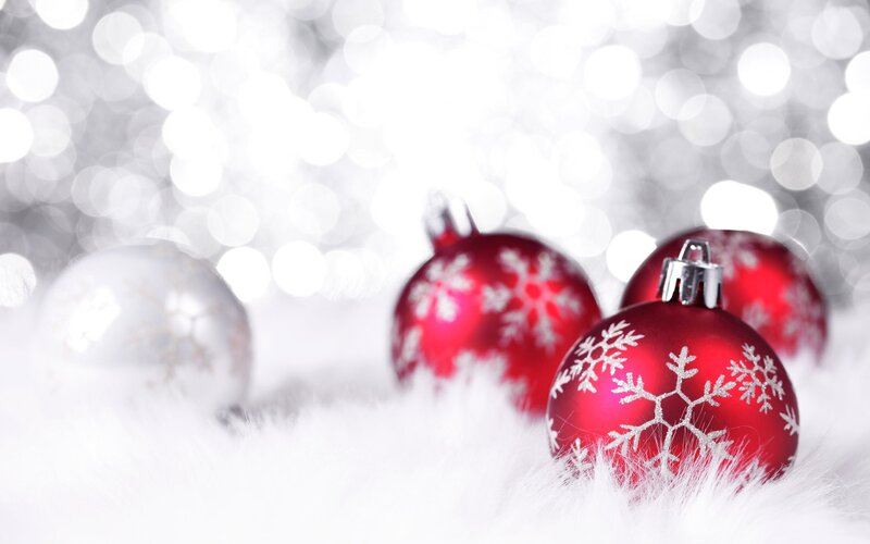 Red and silver Christmas ornaments