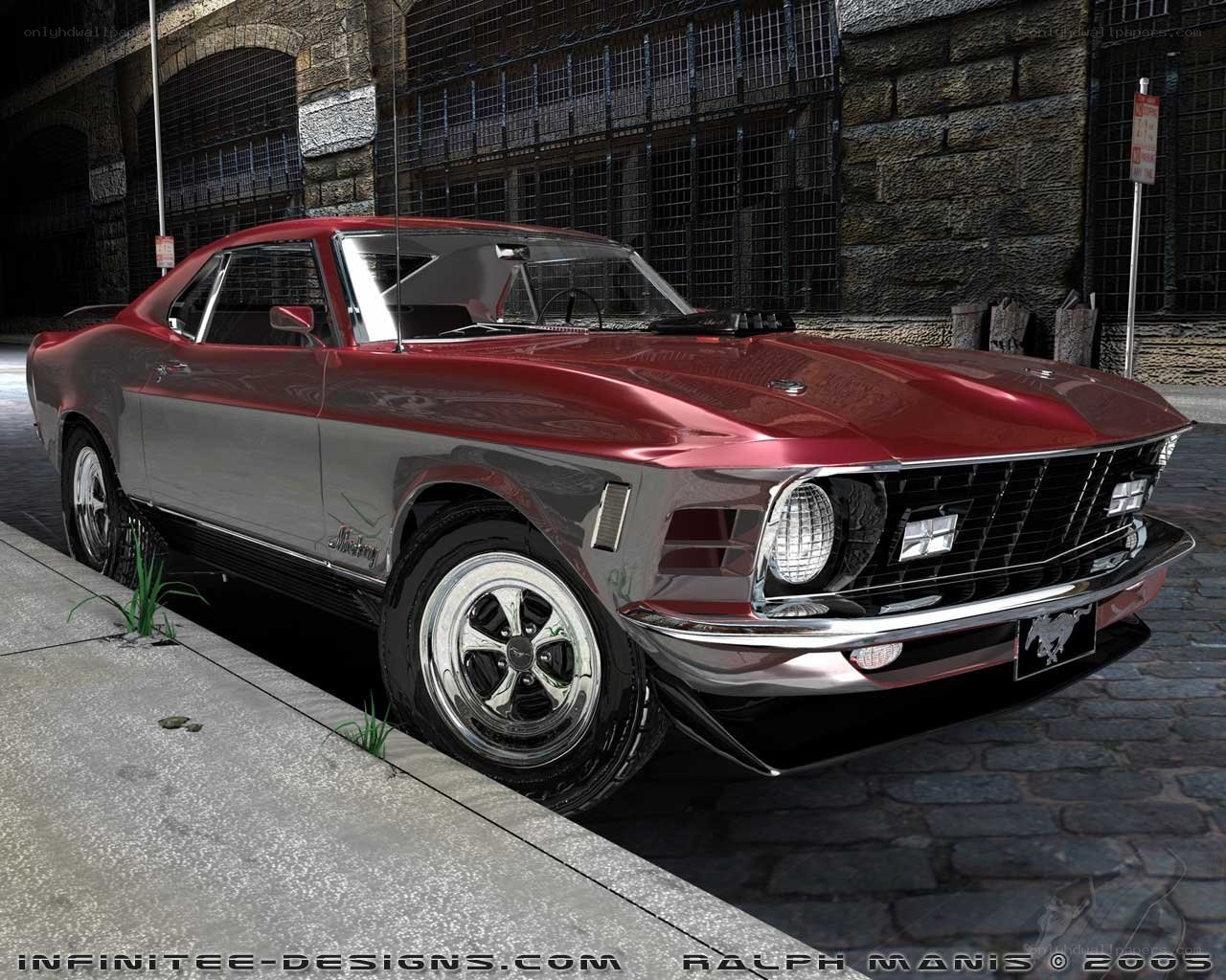 Red and silver classic muscle car