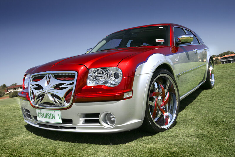 Red and silver customized car
