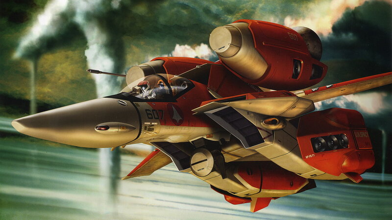 Red and silver fighter jet