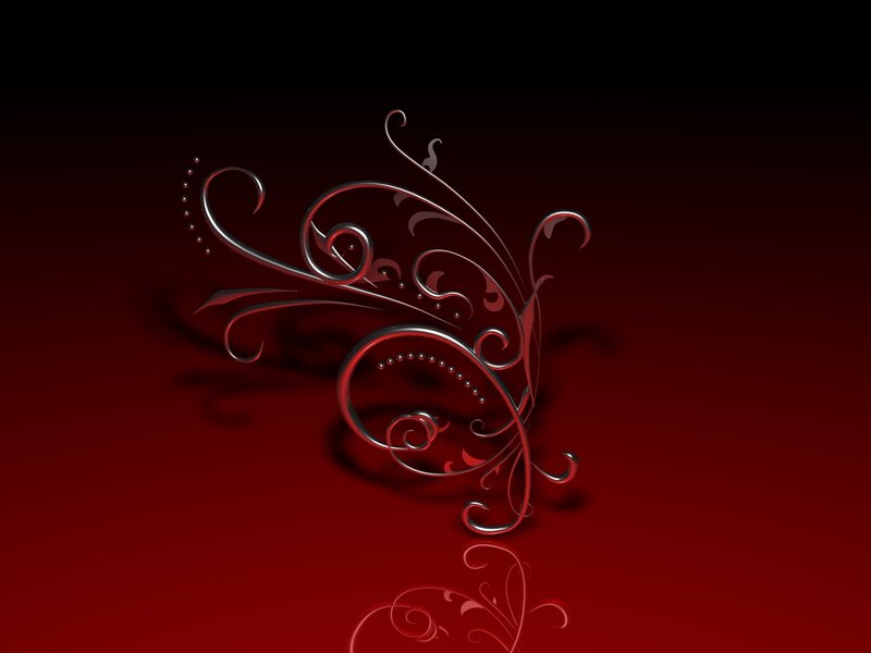 Red and silver floral design