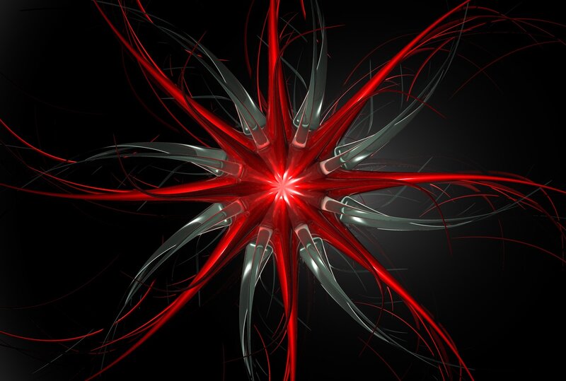 Red and silver fractal explosion