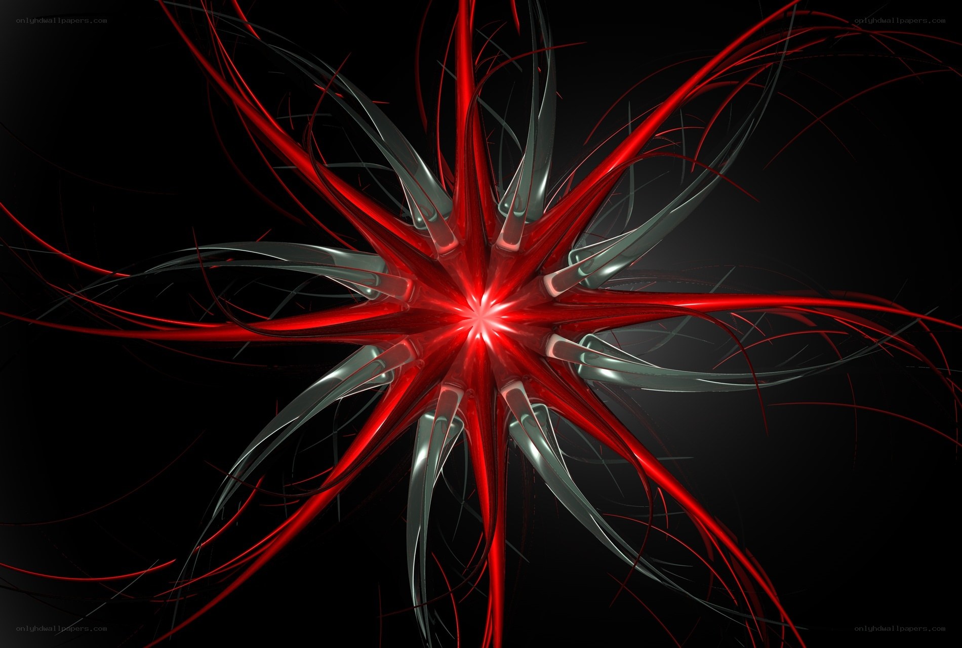 Red and silver fractal explosion