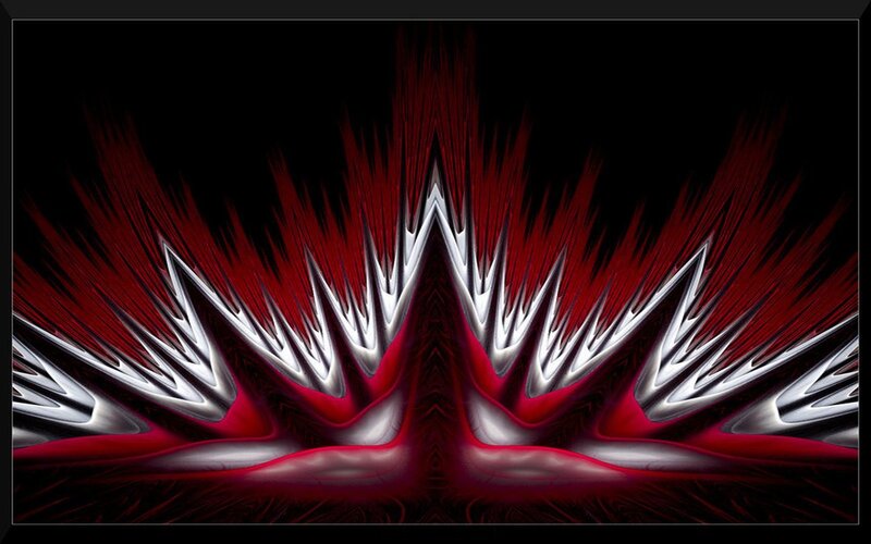 Red and Silver Fractal Pattern — Black