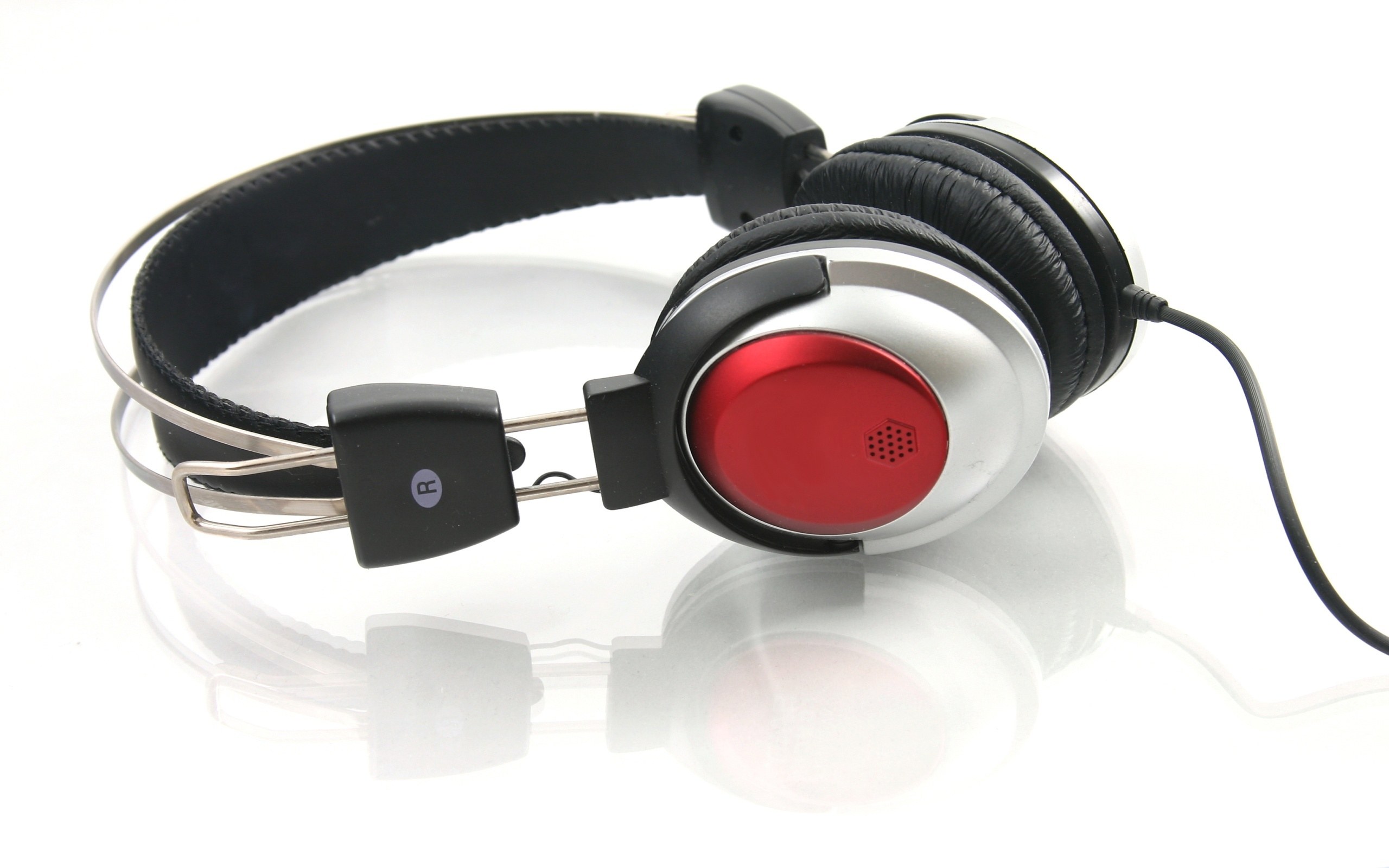 red and silver headphones