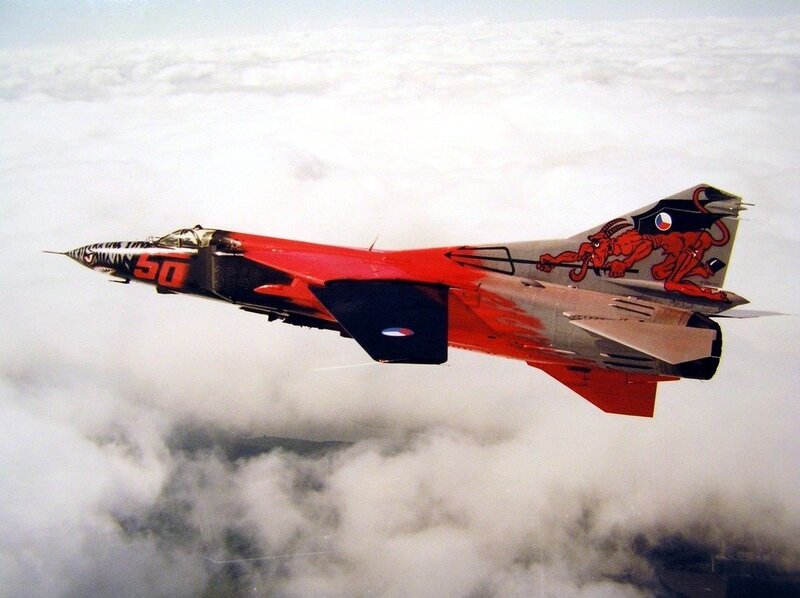Red and Silver Jet Fighter