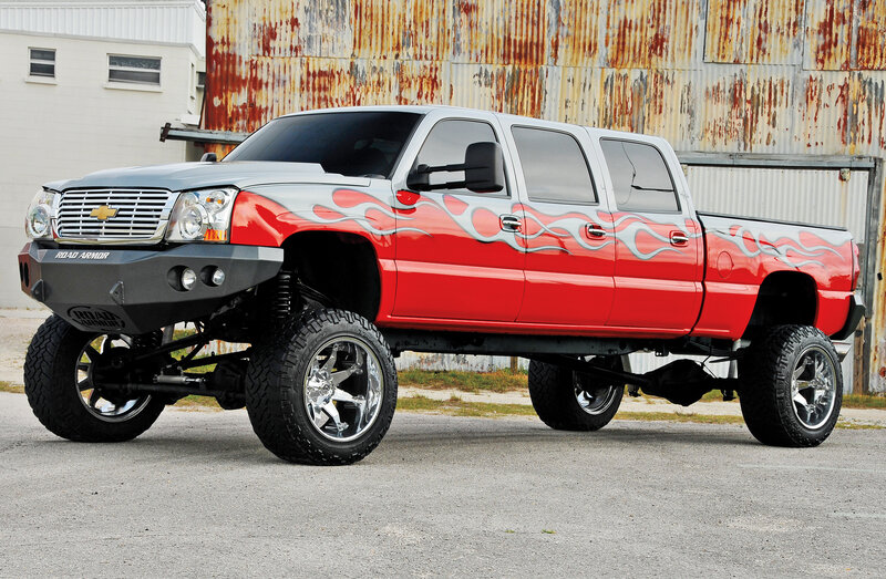 Red and Silver Lifted Truck