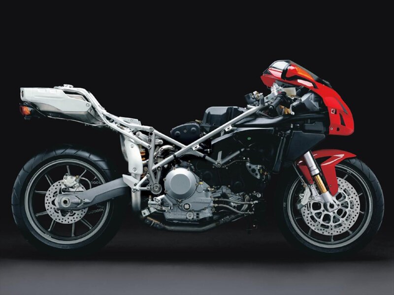 Red and Silver Motorcycle — Dramatic, Photograph, Motorcycle Frame