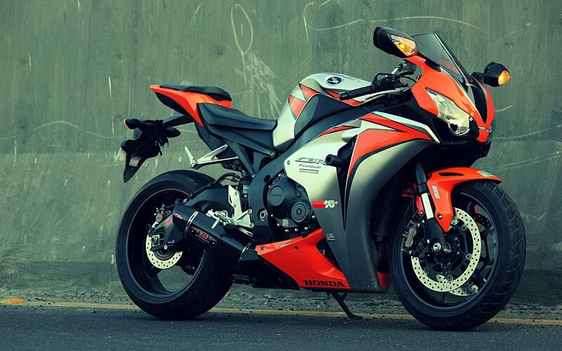 Red and Silver Motorcycle — Dramatic, Photograph, Wall