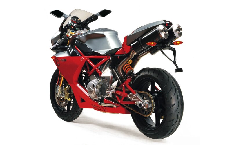 Red and Silver Motorcycle — Neutral, Photograph, Exhaust Pipes, Rear Tire