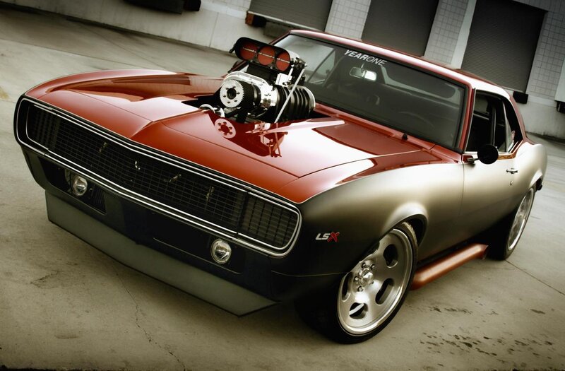 Red and Silver Muscle Car — Dramatic, Photograph