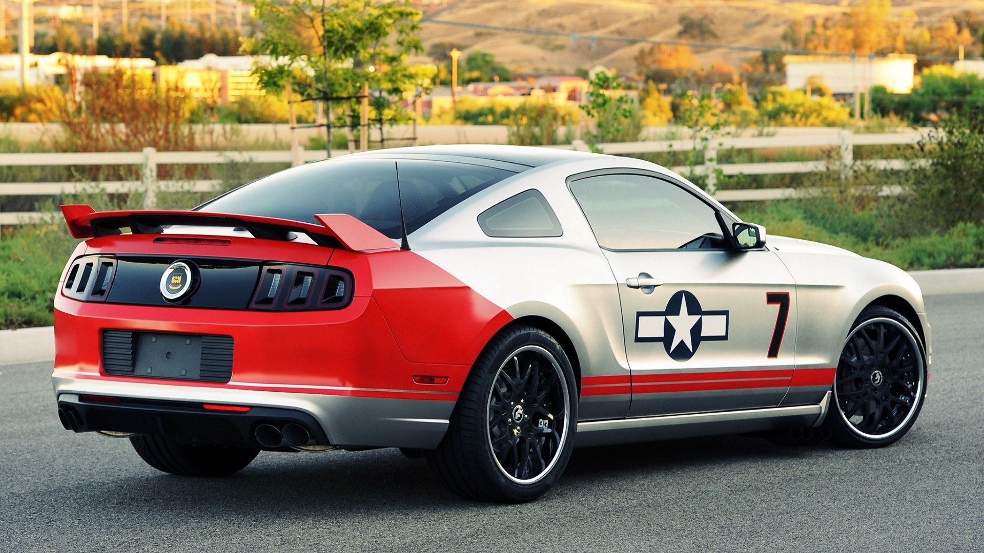 red and silver mustang coupe