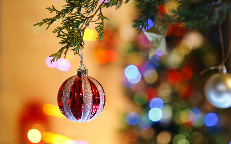 Red and Silver Ornament — Festive, Winter